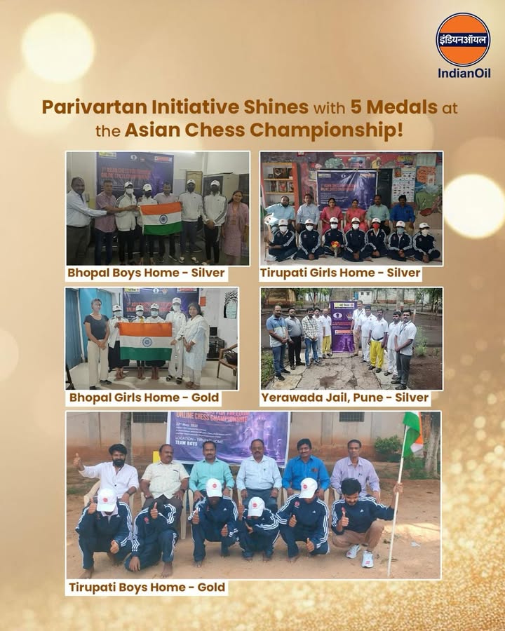 IndianOil fuels Indias golden run at the 1st Asian Chess for Freedom Championship In a proud moment for prison reform and Indian sports, inmates trained under IndianOils Parivartan Prison to Pride initiative clinched 5 out of 9 medals at the tourn... IndianOil fuels Indias golden run at the 1st Asian Chess for Freedom Championship In a proud moment for prison reform and ...