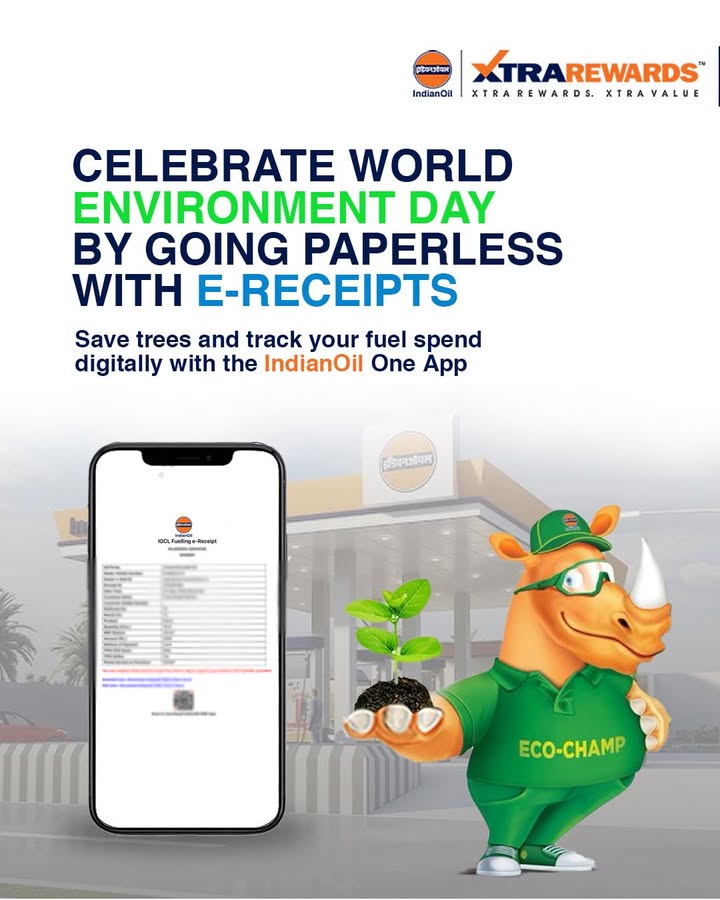 This WorldEnvironmentDay, switch to e receipts with the IndianOil One App