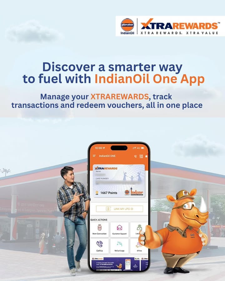 Download the IndianOil One App today and enjoy seamless fuel payments, easy XTRAREWARDS redemption, and more. Your ultimate fuel companion is just a tap away https apps.apple.com in app indianoil one id1444511410 https play.google Download the IndianOil One App today and enjoy seamless fuel payments, easy XTRAREWARDS redemption, and more