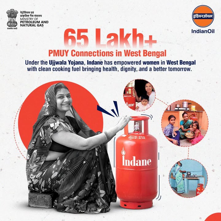 65 lakh kitchens in West Bengal have embraced clean energy with Indane and PMUY for healthier homes, greater dignity, and b...