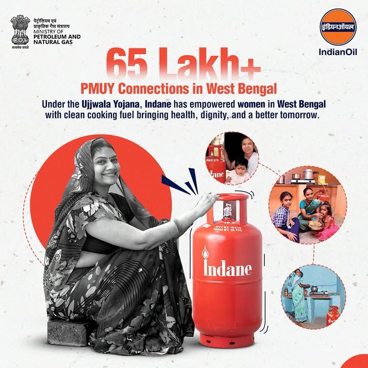 65 lakh kitchens in West Bengal have embraced clean energy with Indane and PMUY for healthier homes, greater dignity, and b...