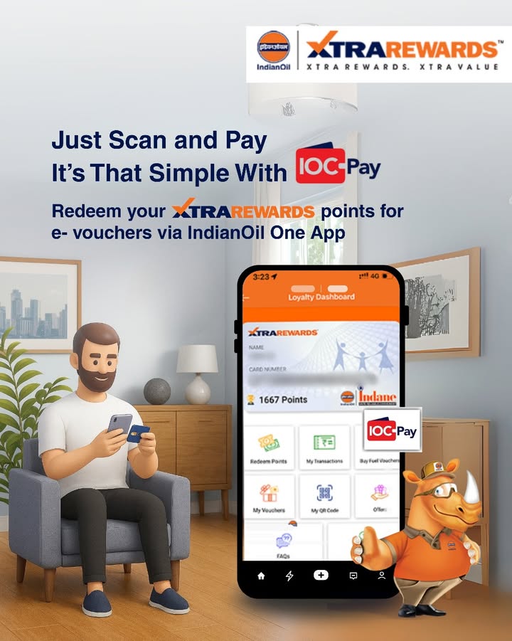 With the IOC Pay feature on the IndianOil One App, you can redeem your XTRAREWARD points to make instant, secure payments fo...