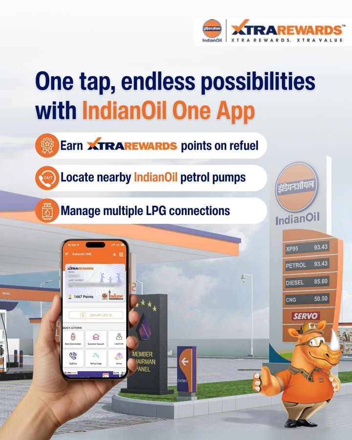 Your journeys deserve smart fueling. From LPG bookings to digital receipts and rewards the IndianOil One App has it all