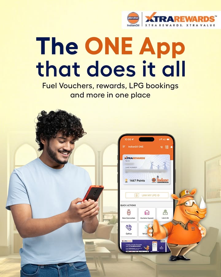 One app for Every fuel need From booking to tracking and rewards make your journey smarter with the IndianOil ONE App