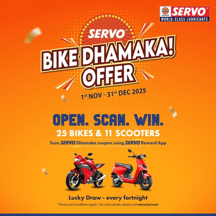 Your ride to excitement starts now The SERVO Bike Dhamaka Offer kicked off on 1st November simply scan your Dhamaka Co...