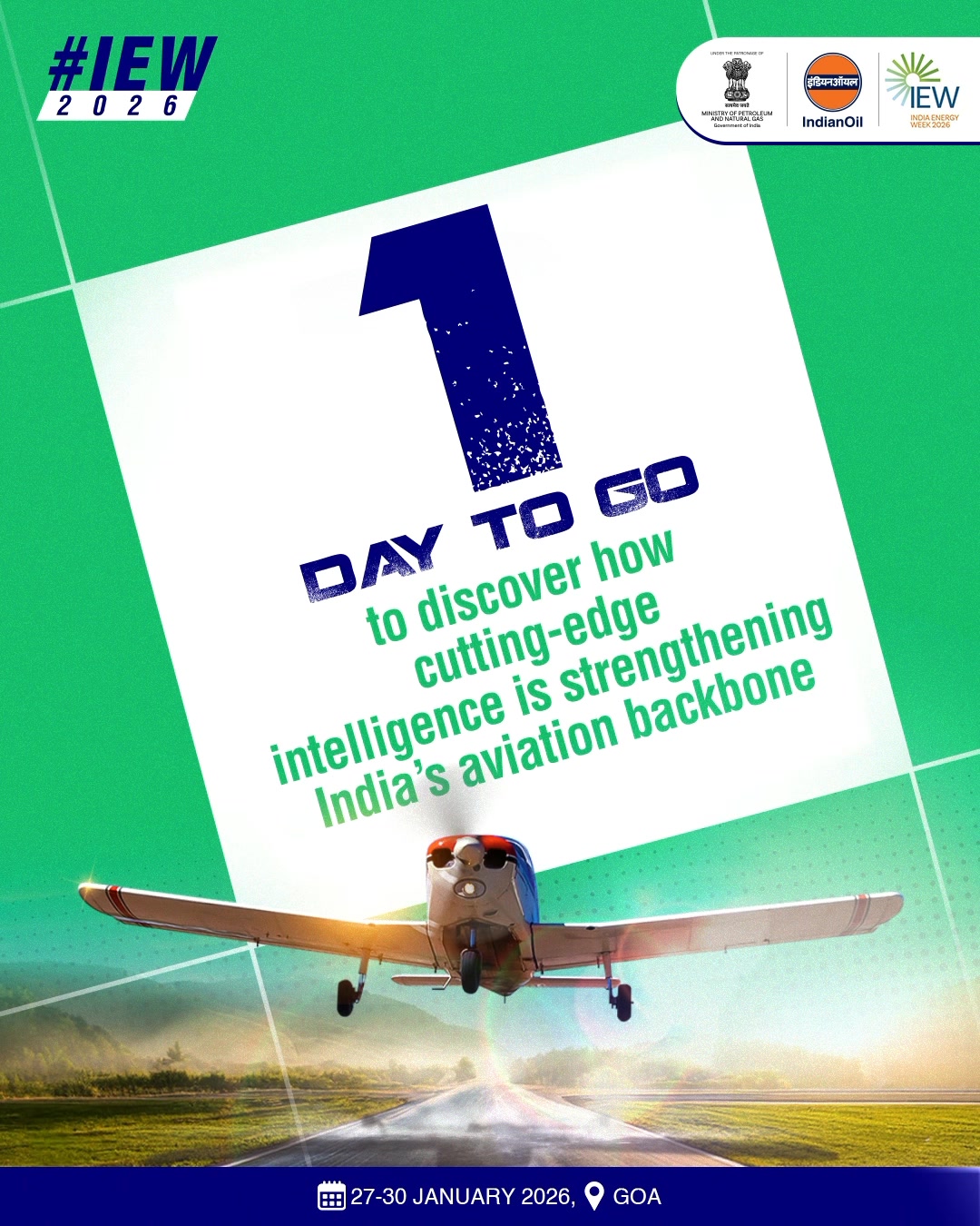 Only 1 day left, IEW 2026 stands ready to spotlight the energy solutions that are propelling Indias growing aviation sector