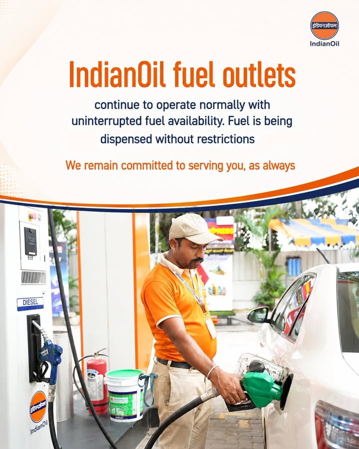 Fuel availability continues uninterrupted across IndianOil fuel outlets. Customers can refuel without restrictions