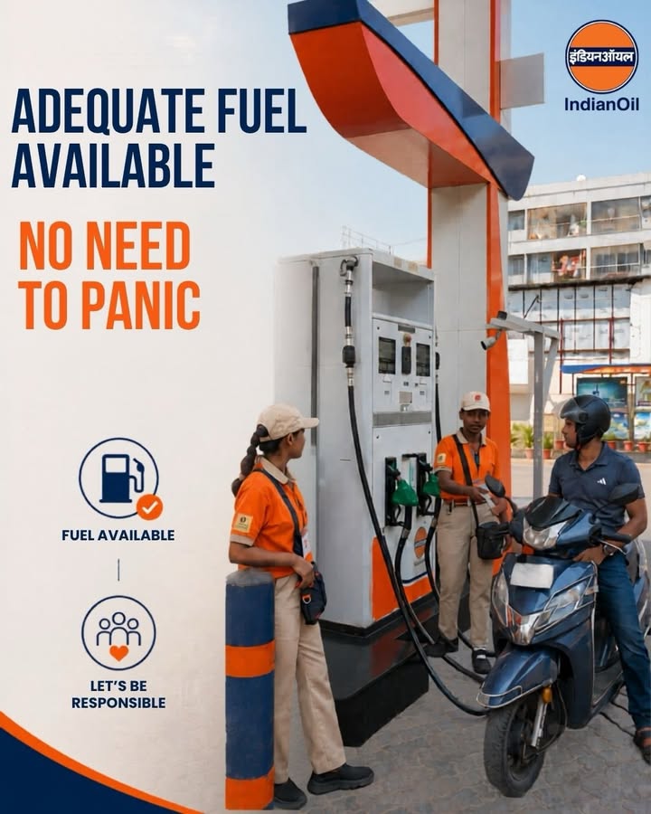 Fuel availability remains adequate across IndianOil outlets. Please fuel responsibly and avoid panic buying