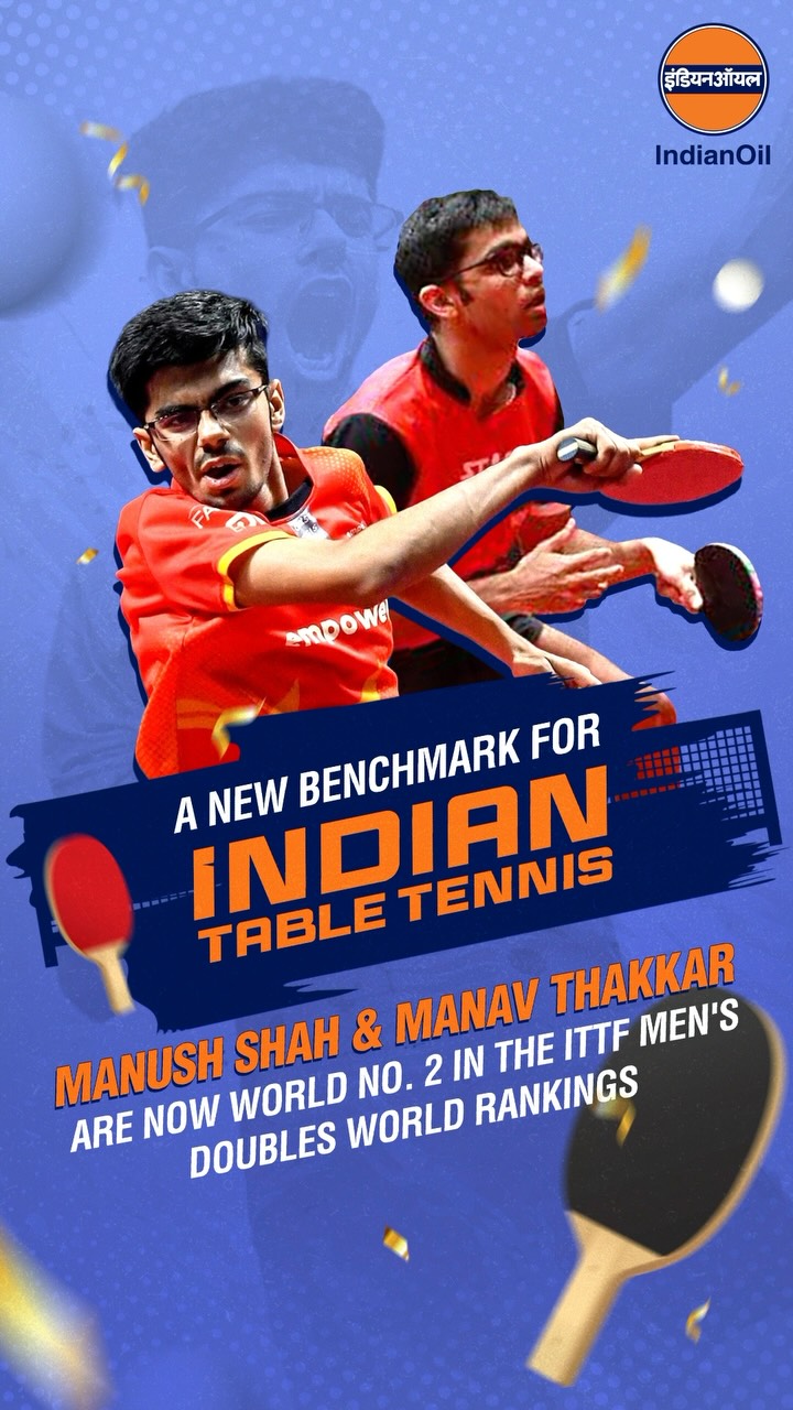 A new benchmark for Indian table tennis. Manush Shah Manav Thakkar are now World No