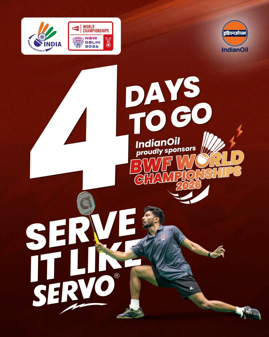 4 DAYS TO GO The countdown is on, and the worlds biggest badminton stars are almost here