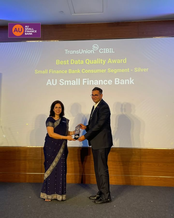 AU Small Finance Bank has been honored with the Silver Award for Data Quality in the Small Finance Bank category at the Tran...