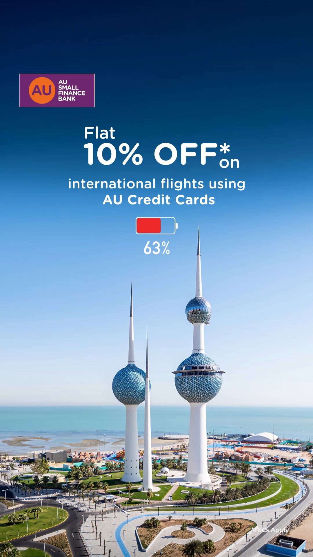  Low battery Sounds like its time for a holiday Book on EaseMyTrip with AU Credit Cards and enjoy Up to...