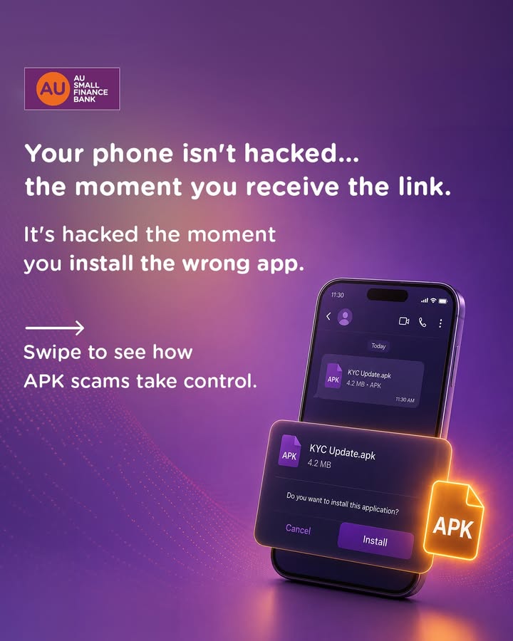 APK frauds often disguise themselves as urgent updates, reward apps, or verification tools to gain access to a users device